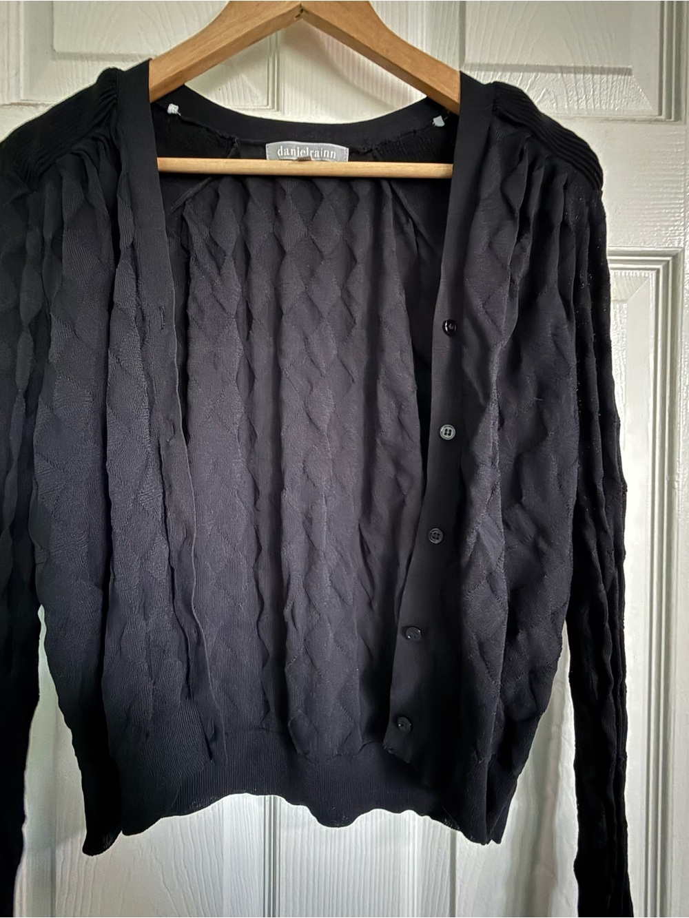 Daniel Rainn Black Textured Button-Front Cardigan